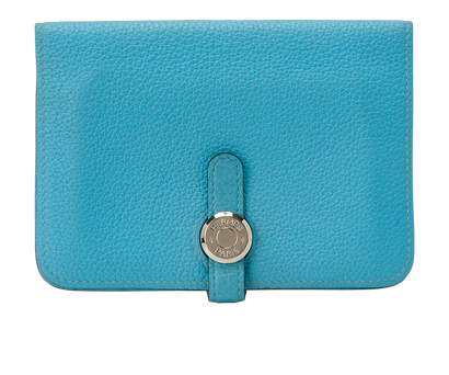Hermes Dogon Compact Wallet, &pound;280, Accessories, Blue, Leather, Front view